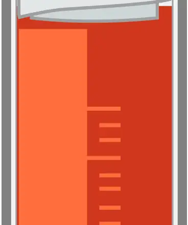 An illustration of a small medicine vial with a blue cap